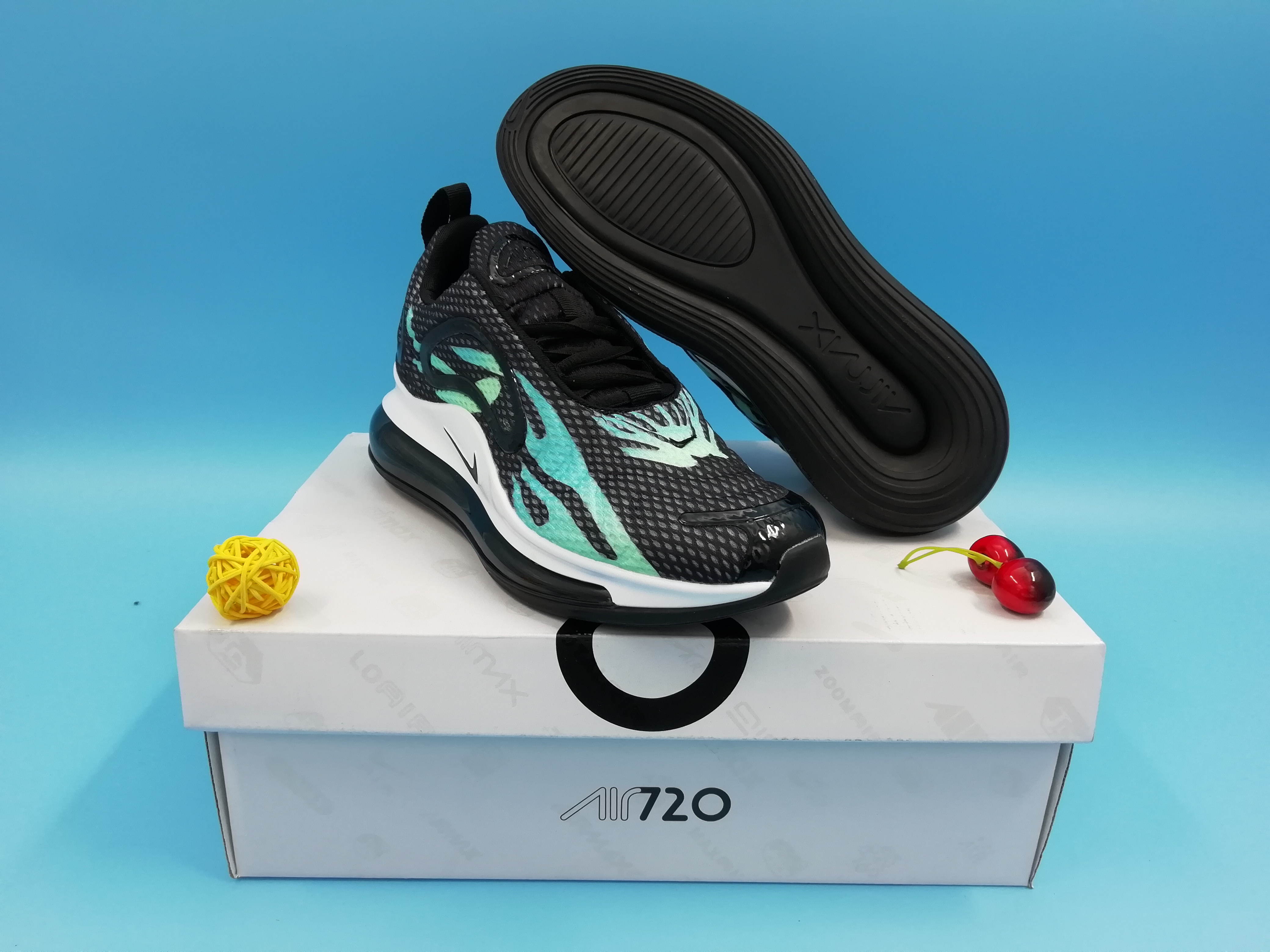 2019 Men Nike Air Max 720 Fire Black Jade White Shoes
